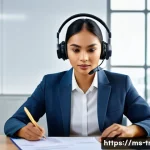 통역사로 성공하는 방법 - A professional Malay interpreter in a modern office setting, attentively listening with high-quality...