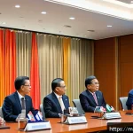 통역사로서 국제 이슈를 이해하는 법 - A sophisticated conference room scene depicting ASEAN diplomats from diverse Southeast Asian countri...